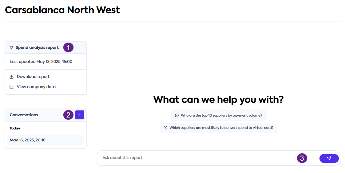 An image of three companies on the Spend Insights tab. A lightbulb icon is visible and highlighted next to every company entry.